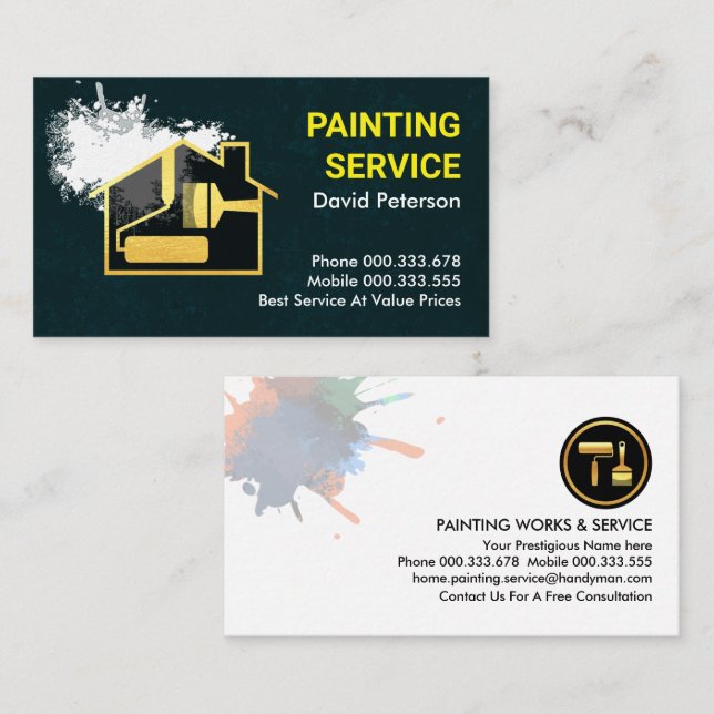 Carte De Visite Poignée de peinture murale sale Handyman (Devant / Derrière)