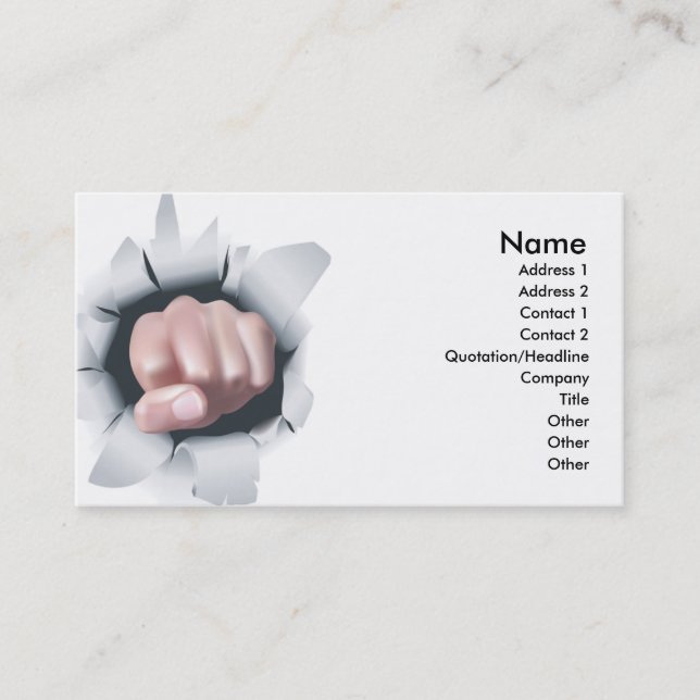 Carte De Visite Poing poinçonnant la conception à haute impression (Devant)