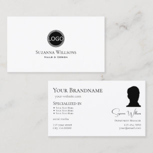 Carte De Visite Point noir clair simple avec logo et photo