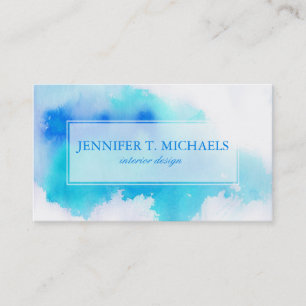 Carte De Visite Pointe bleue, aquarelle main abstraite peinte