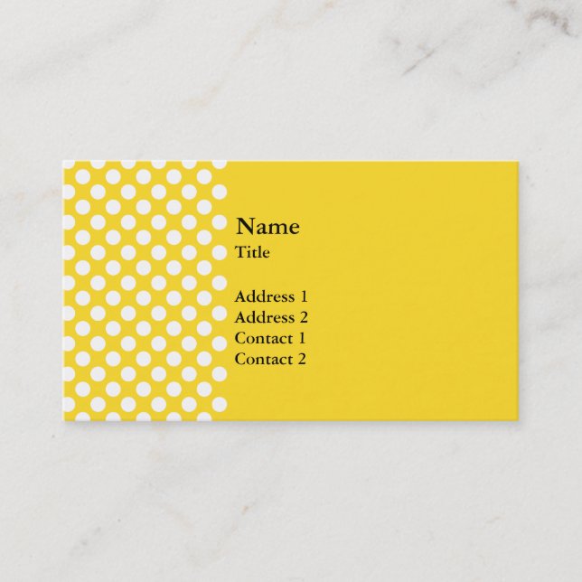Carte De Visite Pointe Polka blanche et jaune (Devant)
