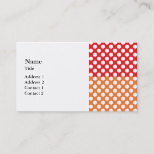 Carte De Visite Pointe Polka blanche, rouge et orange