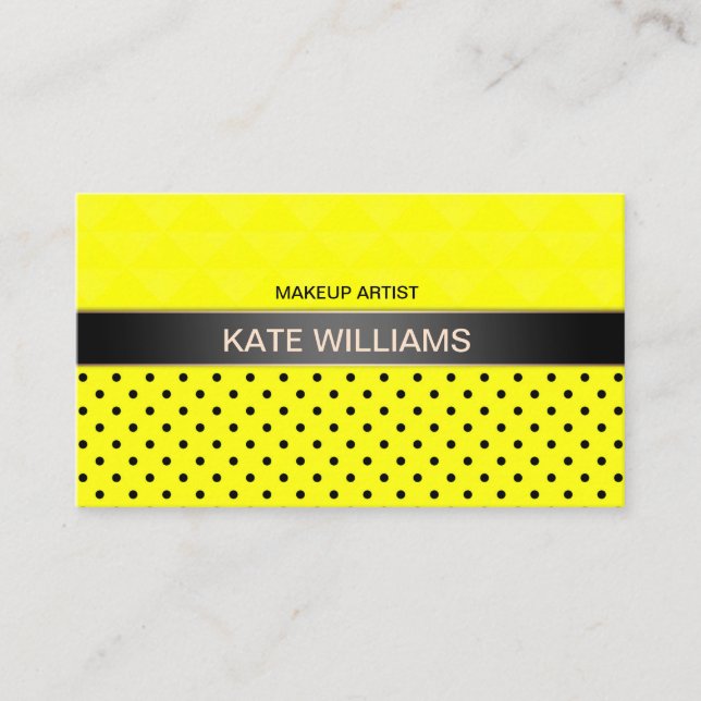 Carte De Visite Pointe polka jaune néon, pois polka, élégant (Devant)
