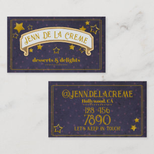 Carte De Visite Points bleus Glam Starry Nights Vintage