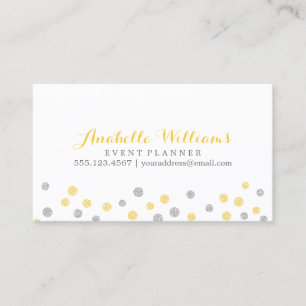 Carte De Visite Points Confetti de Parties scintillant d'or et d'a