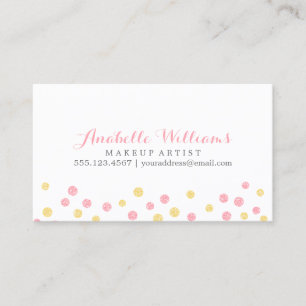 Carte De Visite Points Confetti Faux Jaune et Parties scintillant 