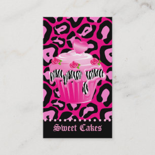 Carte De Visite Points de glaçage de coeur de petit gâteau de rose