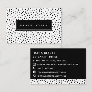 Carte De Visite Points Noir & Blanc Modernes Monochromes