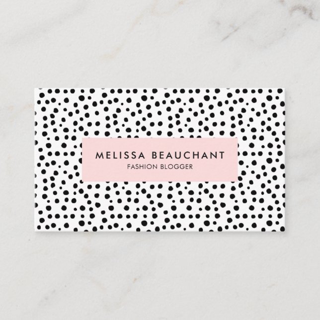 Carte De Visite Points rose et noir modernes | Choisissez (Devant)