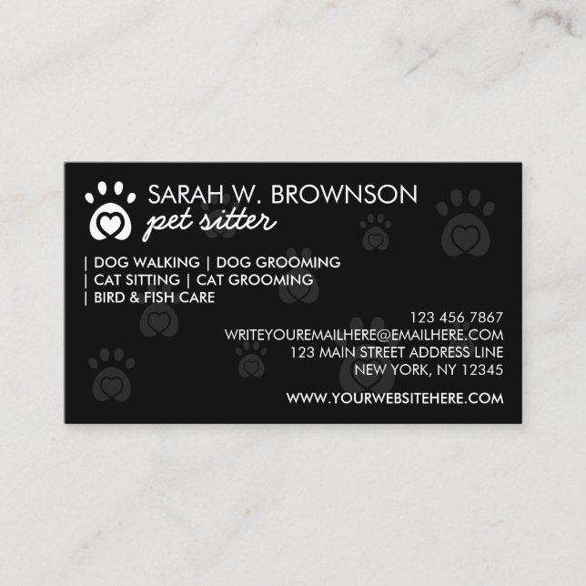 Carte De Visite Poireaux avec logo pour animal de compagnie de coe (Devant)