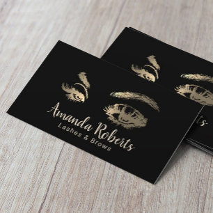 Carte De Visite Poireaux & Brosses Artiste maquillage Noir & Or