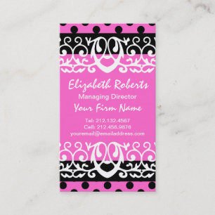 Carte De Visite Pois chic Girly de roses indien et de noir