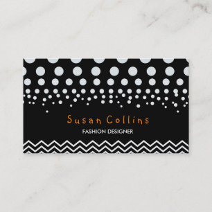 Carte De Visite Pois et Chevron Black White Fashion Elegant