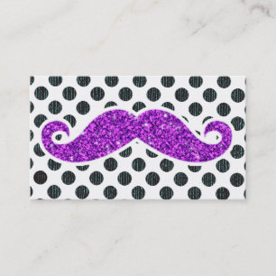 CARTE DE VISITE POIS POURPRE DE MOUSTACHE DE PARTIES SCINTILLANTES