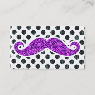 CARTE DE VISITE POIS POURPRE DE MOUSTACHE DE PARTIES SCINTILLANTES