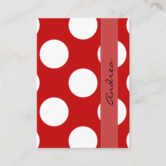 Carte De Visite Pois rouges, Motif à points polka, points, pointil (Devant)