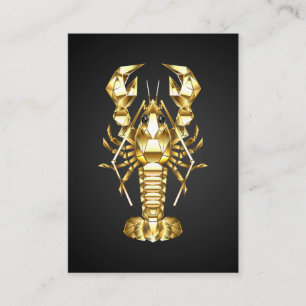 Carte De Visite Poisson à langouste polygonale dorée sur noir