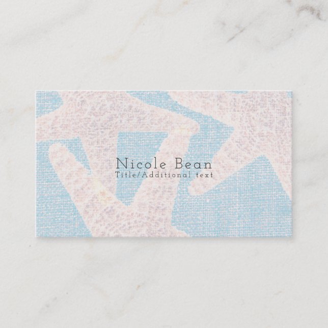 Carte De Visite Poisson blanc & Bleu Burlap Beach Chic moderne (Devant)