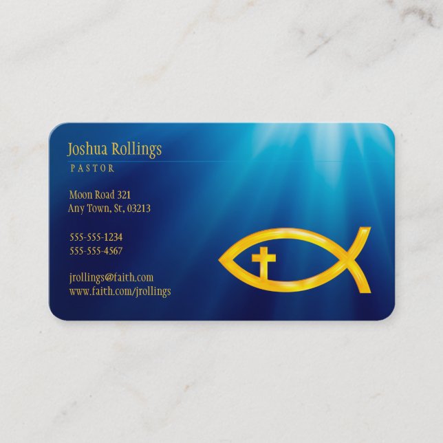 Carte De Visite Poisson chrétien avec croix | Inspirationnel (Devant)
