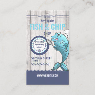Carte De Visite Poisson de dessin animé Frites Magasin de nautique