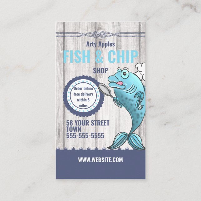 Carte De Visite Poisson et magasin de frites poisson Fry collecte  (Devant)