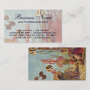 Carte De Visite Poissons-anges en corail, poissons tropicaux Vinta