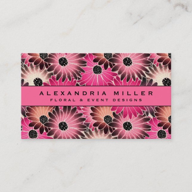 Carte De Visite Poissons de Gerbera rose et noir (Devant)