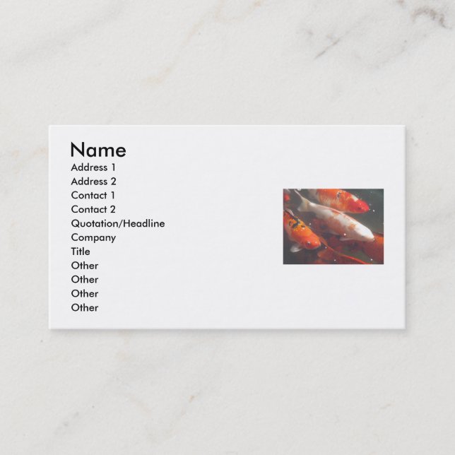 Carte De Visite Poissons de Koi (Devant)