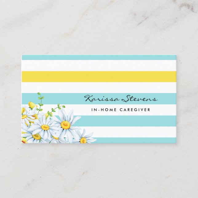 Carte De Visite Poissons modernes Aqua and Yellow Stripes (Devant)