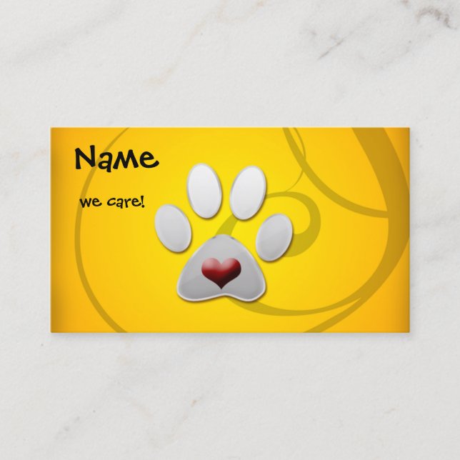 Carte De Visite Poitrine Paw Coeur Jaune (Devant)