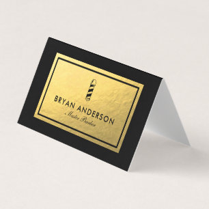 Carte De Visite Pole de coiffure - Faux Gold Foil plié