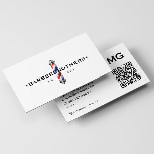 Carte De Visite Pole en barbier classique Rouge Bleu blanc
