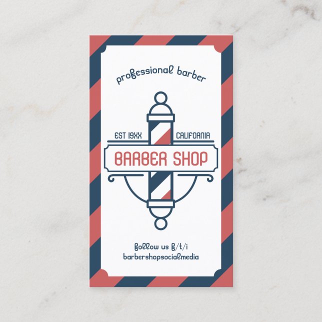 Carte De Visite Pole Vintage Barber Shop (Devant)