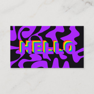 Carte De Visite Police Bold Hello Super Rainbow Purple