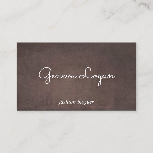 Carte De Visite Police Cursive | Arrière - plan de texture Brown (Devant)