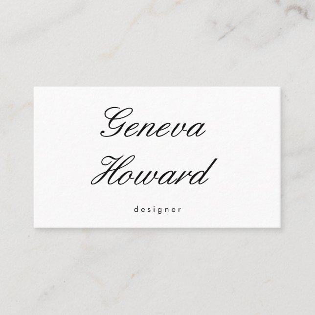 Carte De Visite Police Cursive | Minimaliste (Devant)