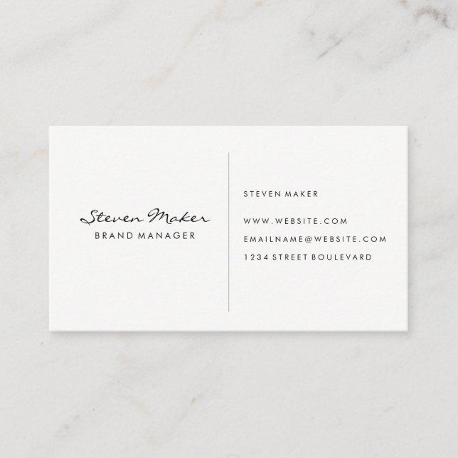 Carte De Visite Police Cursive Minimaliste (Devant)