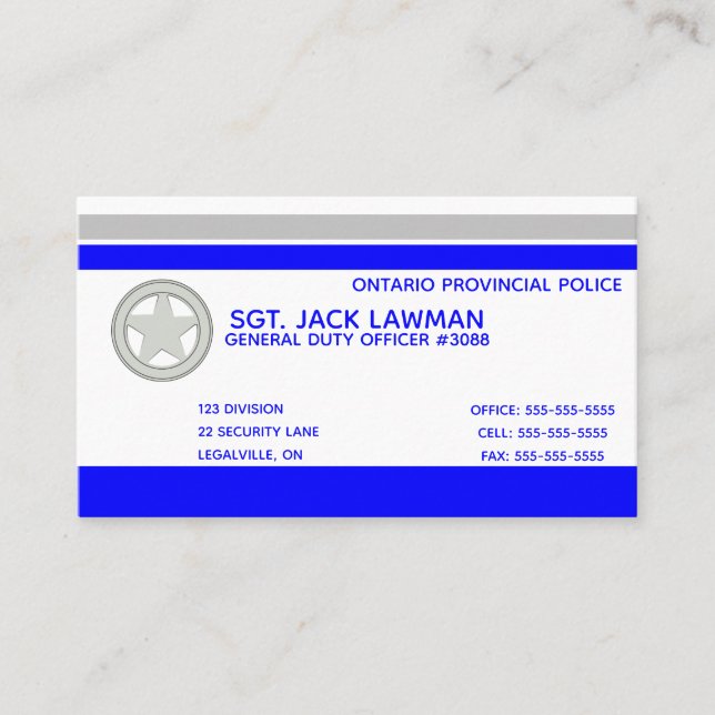 Carte De Visite Police de ligne bleue modifiable (Devant)