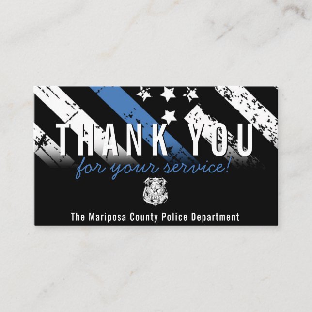 Carte De Visite Police Ligne bleue Merci drapeau américain (Devant)