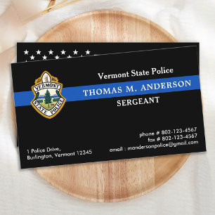 Carte De Visite Police Ligne Bleue Mince Logo Personnalisé Applica