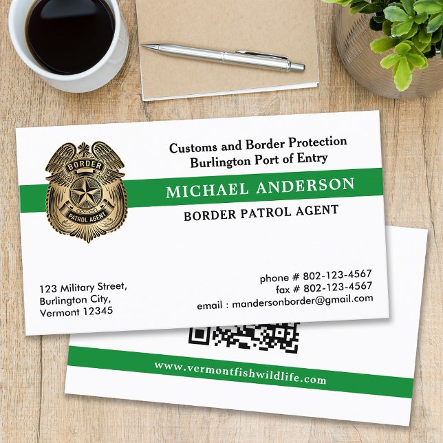 Carte De Visite Police militaire fédérale US Code QR de la frontiè (Créateur téléchargé)