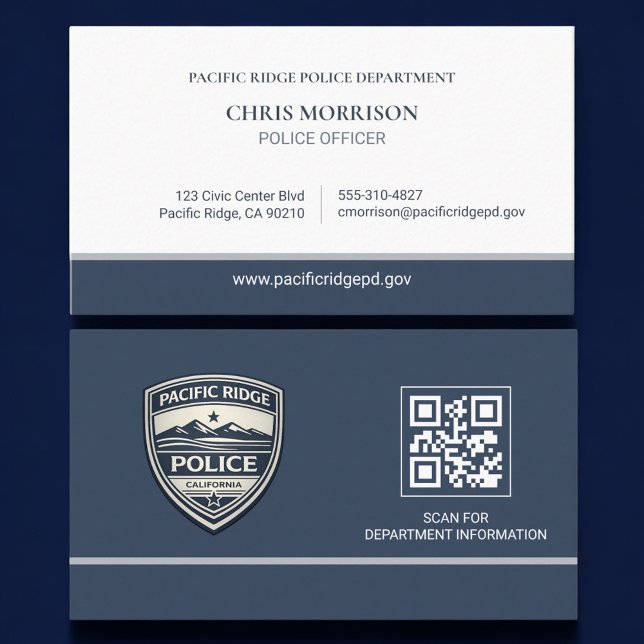 Carte De Visite Police Officer Law Enforcement QR Code Logo (Créateur téléchargé)
