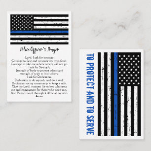 Carte De Visite Police Officier Prière Mince Ligne Bleue