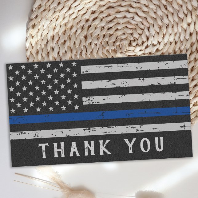 Carte De Visite Police personnalisée Mince Merci de ligne bleue (Créateur téléchargé)