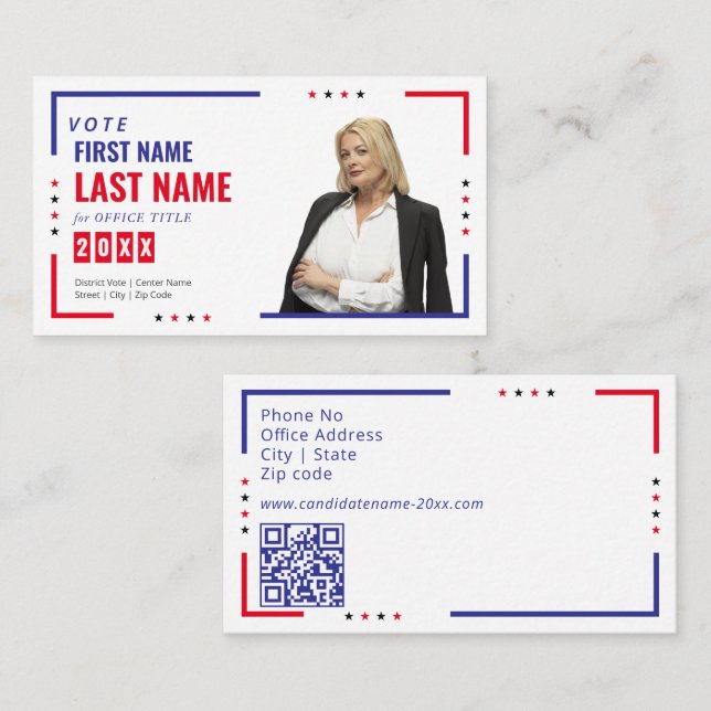 Carte De Visite Political Candidate Election Campaign Personalized (Devant / Derrière)