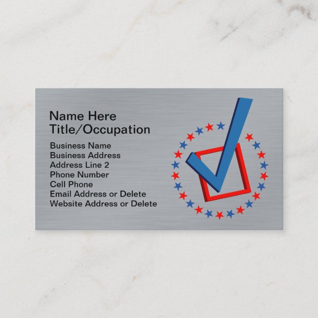 Carte De Visite Politiciens professionnels balayés du vote | de (Devant)