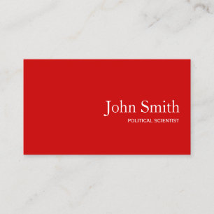 Carte De Visite Politologue QR Code Simple Plain Red