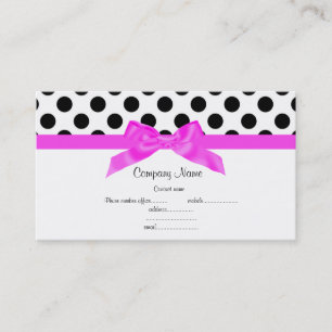 CARTE DE VISITE POLKA DOT ROSE CLAIRE ET BLANC