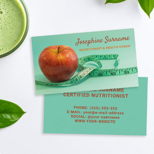 Carte De Visite Pomme et Coach Nutritionniste Diététiste en Santé