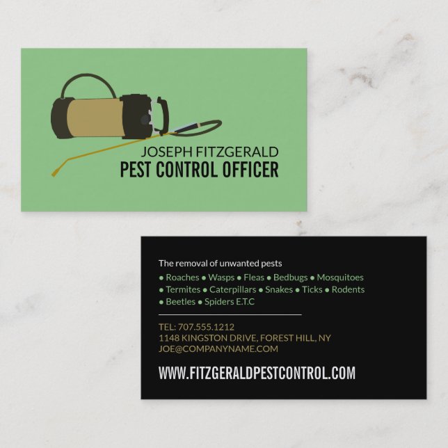 Carte De Visite Pompe de contrôleur de la lutte antiparasitaire (Devant / Derrière)